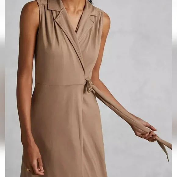NWT Anthropologie Wrap Maxi Dress Taupe Brown Stretch  Knit Chic streetwear SZ M - Picture 6 of 16